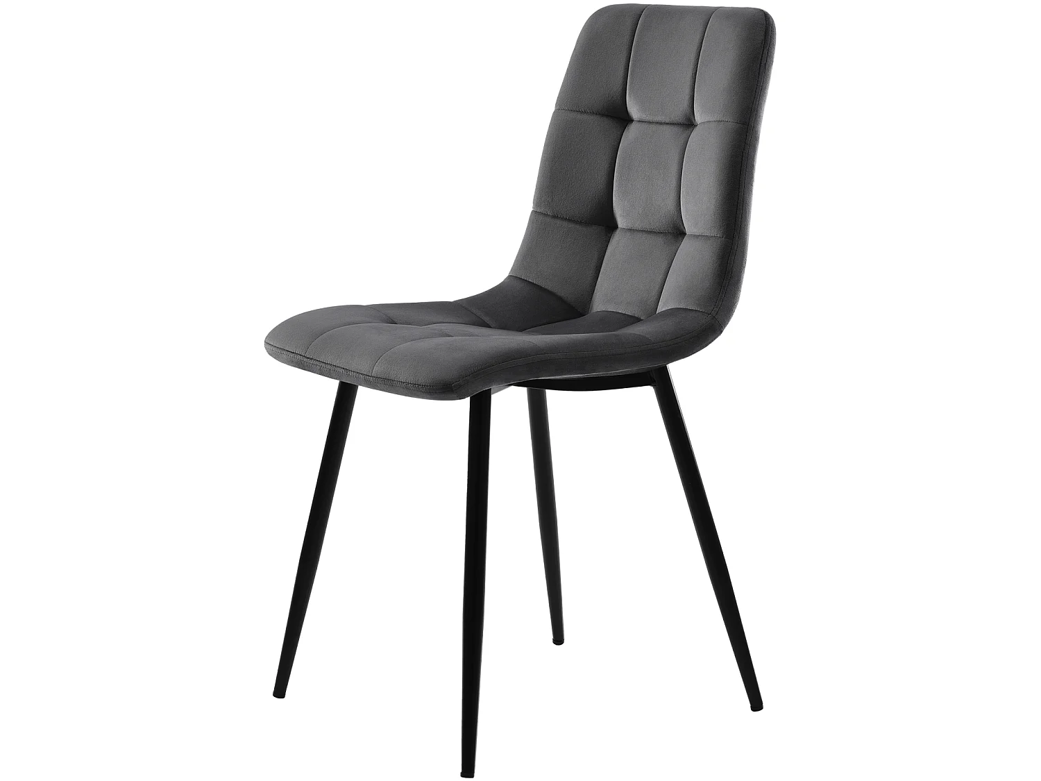 Lot de 4 chaises de salle à manger, en velours, modernes, rembourrées, structure en métal gris