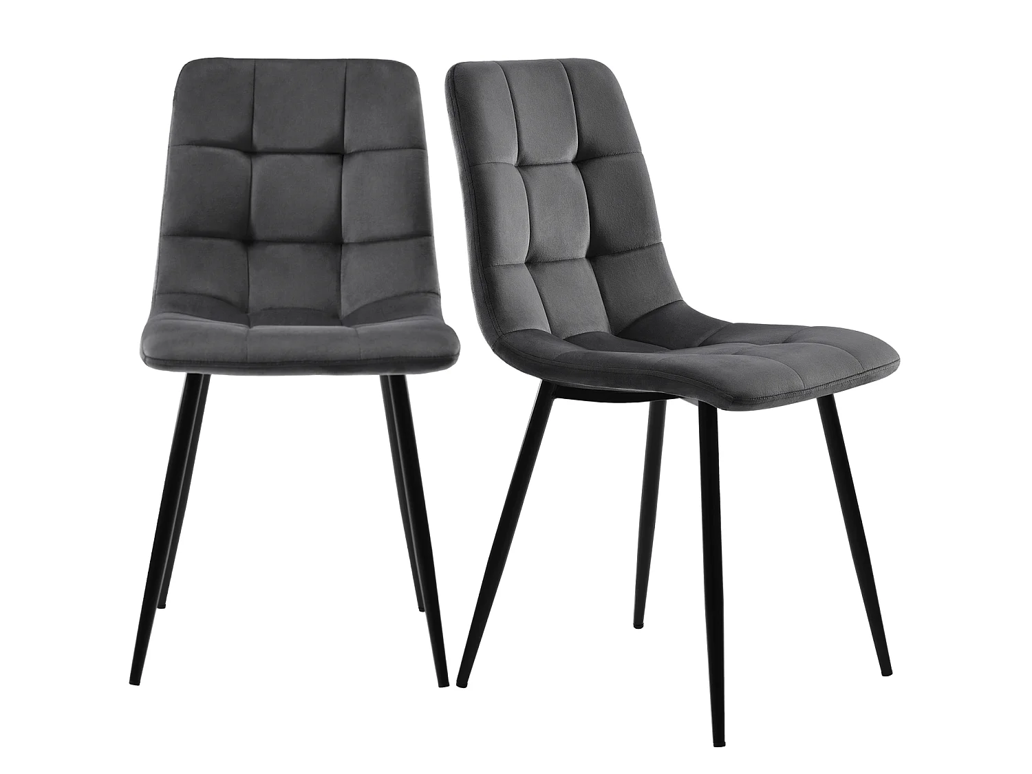 Lot de 4 chaises de salle à manger, en velours, modernes, rembourrées, structure en métal gris