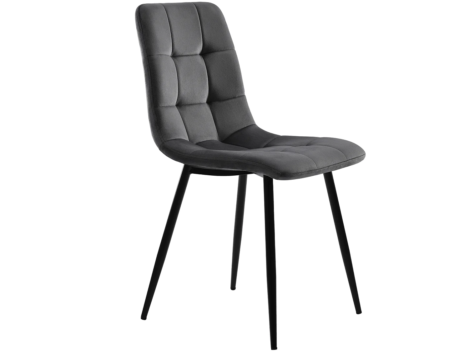 Lot de 4 chaises de salle à manger, en velours, modernes, rembourrées, structure en métal gris