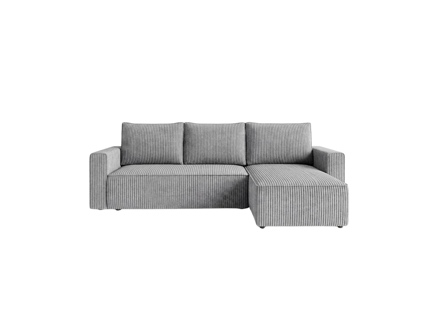 Canapé d'angle 3 places convertible réversible en velours côtelé gris clair AMBER