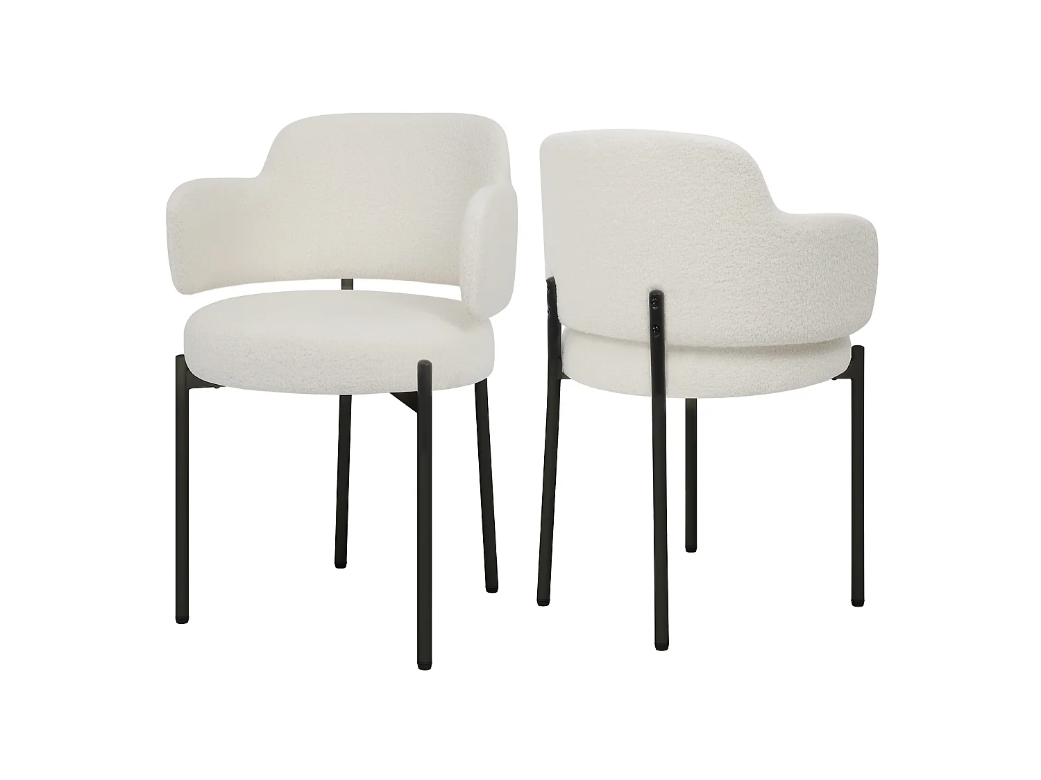 Chaises de Salle à Manger Bouclettes Rembourrées avec Accoudoirs - Dossier Découpé, Éponge Épaisse, Fauteuil Salon Cuisine Coiffeuse, Ergonomique