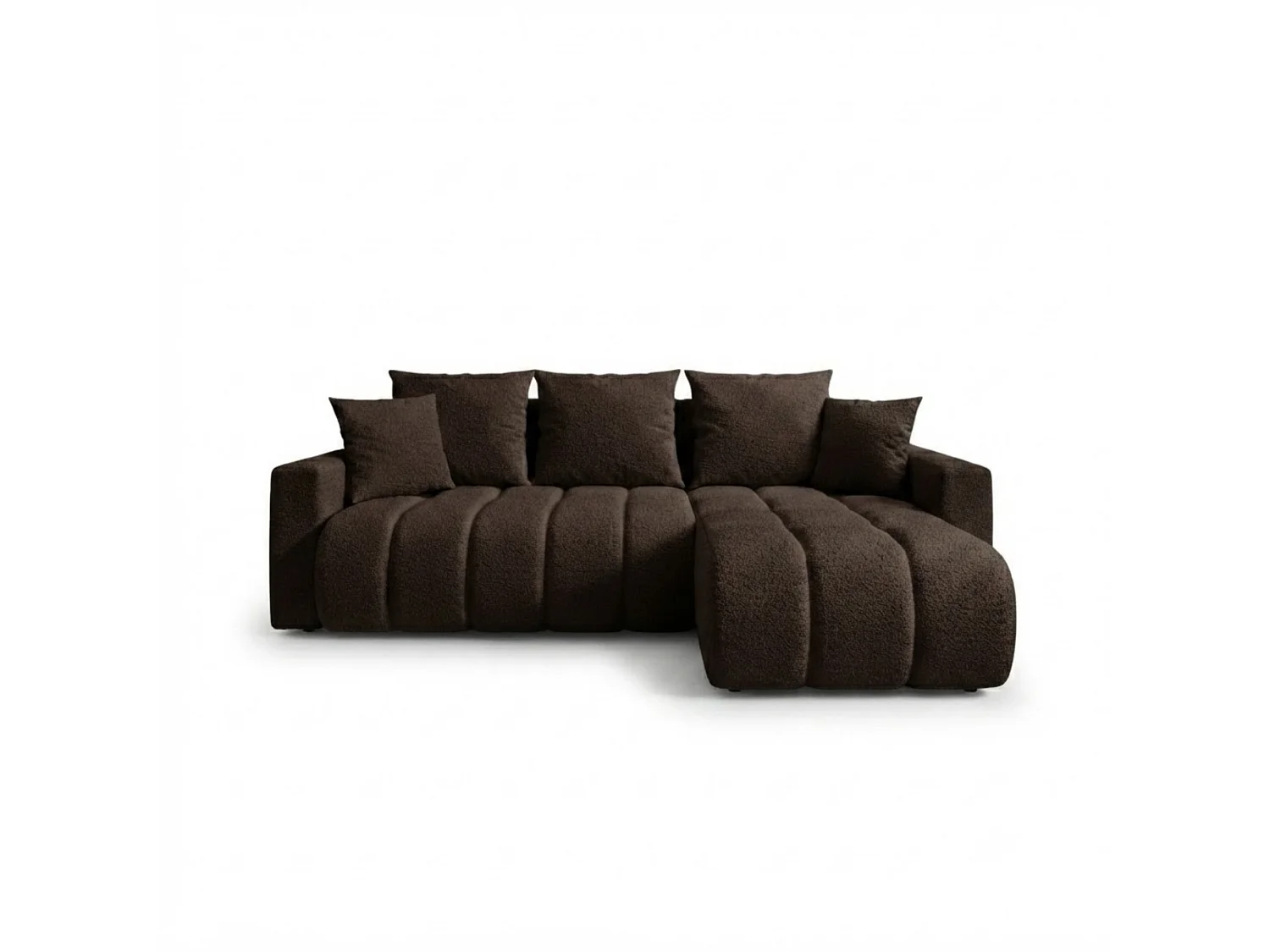 Canapé d'angle 3 places convertible réversible en tissu marron GIULIO