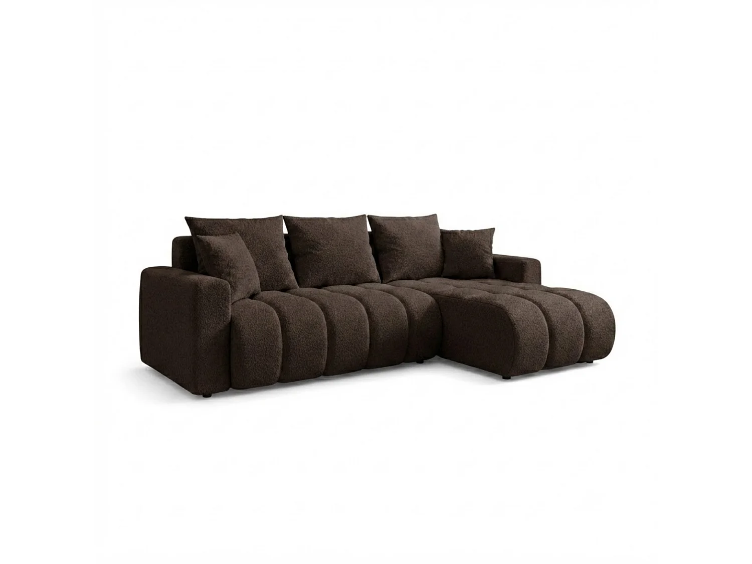 Canapé d'angle 3 places convertible réversible en tissu marron GIULIO