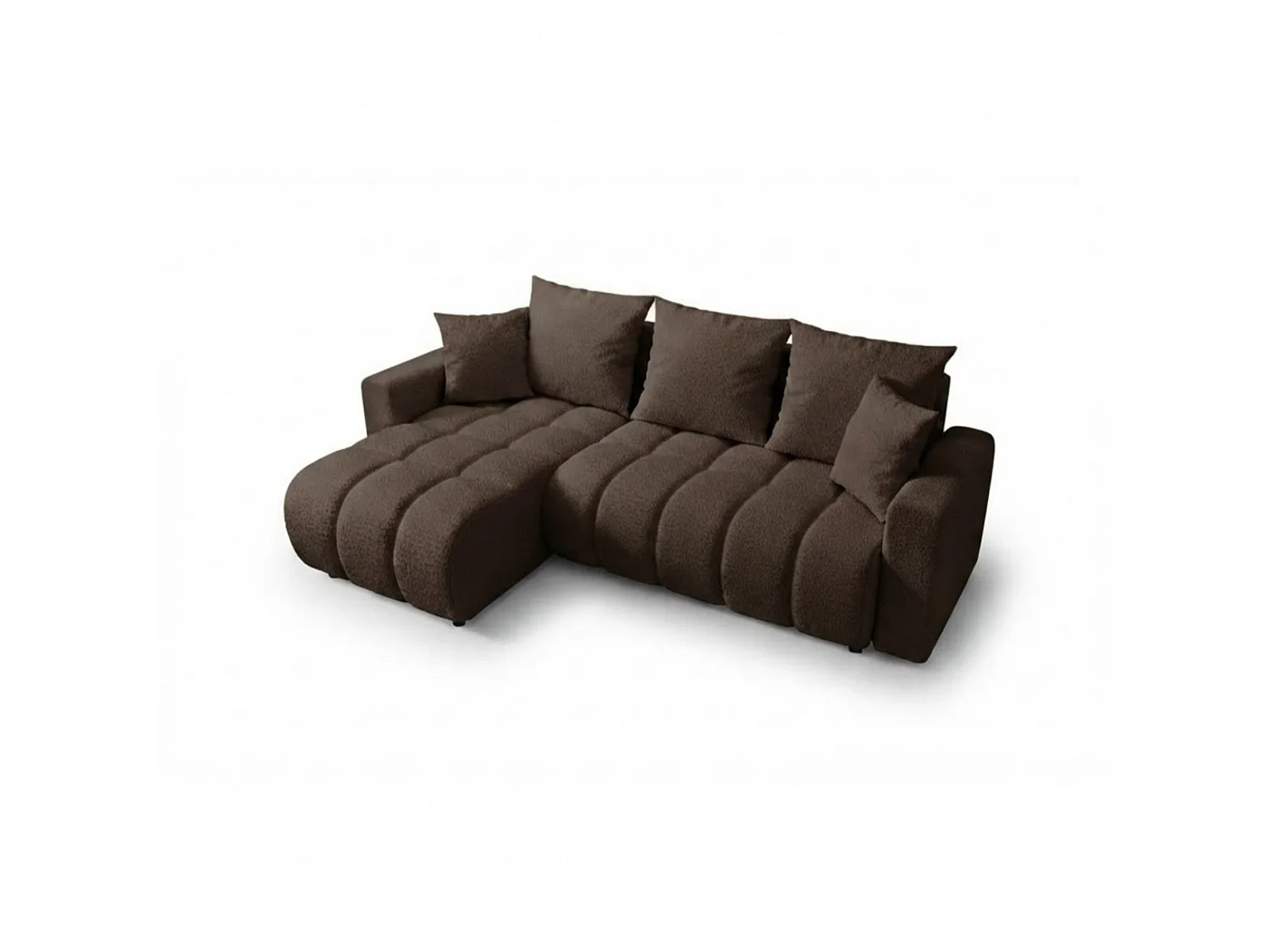 Canapé d'angle 3 places convertible réversible en tissu marron GIULIO