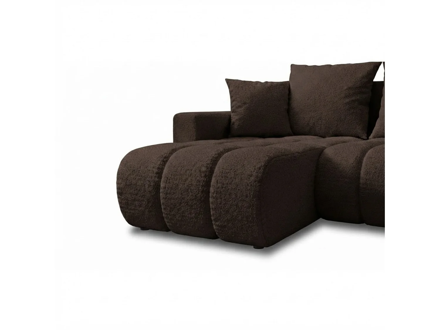 Canapé d'angle 3 places convertible réversible en tissu marron GIULIO