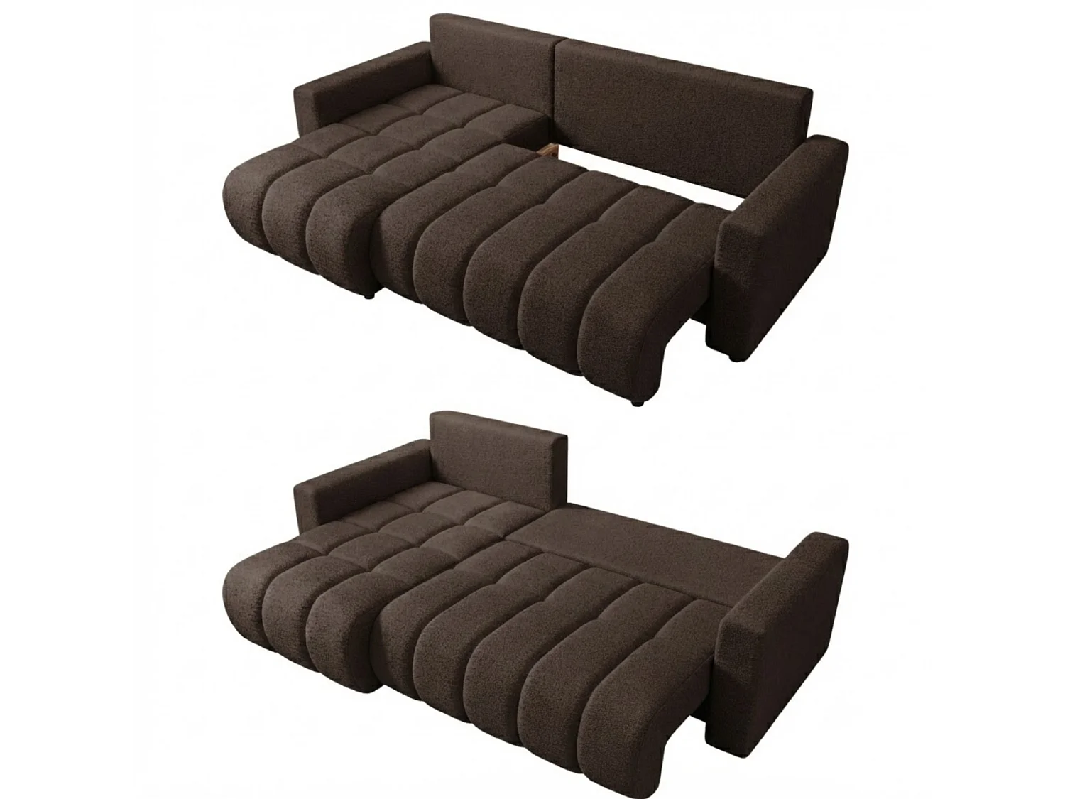Canapé d'angle 3 places convertible réversible en tissu marron GIULIO