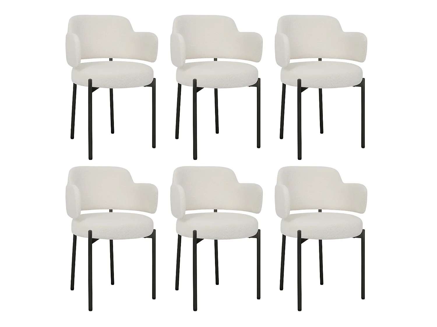 Chaises de Salle à Manger Bouclettes Rembourrées avec Accoudoirs - Dossier Découpé, Éponge Épaisse, Fauteuil Salon Cuisine Coiffeuse, Ergonomique