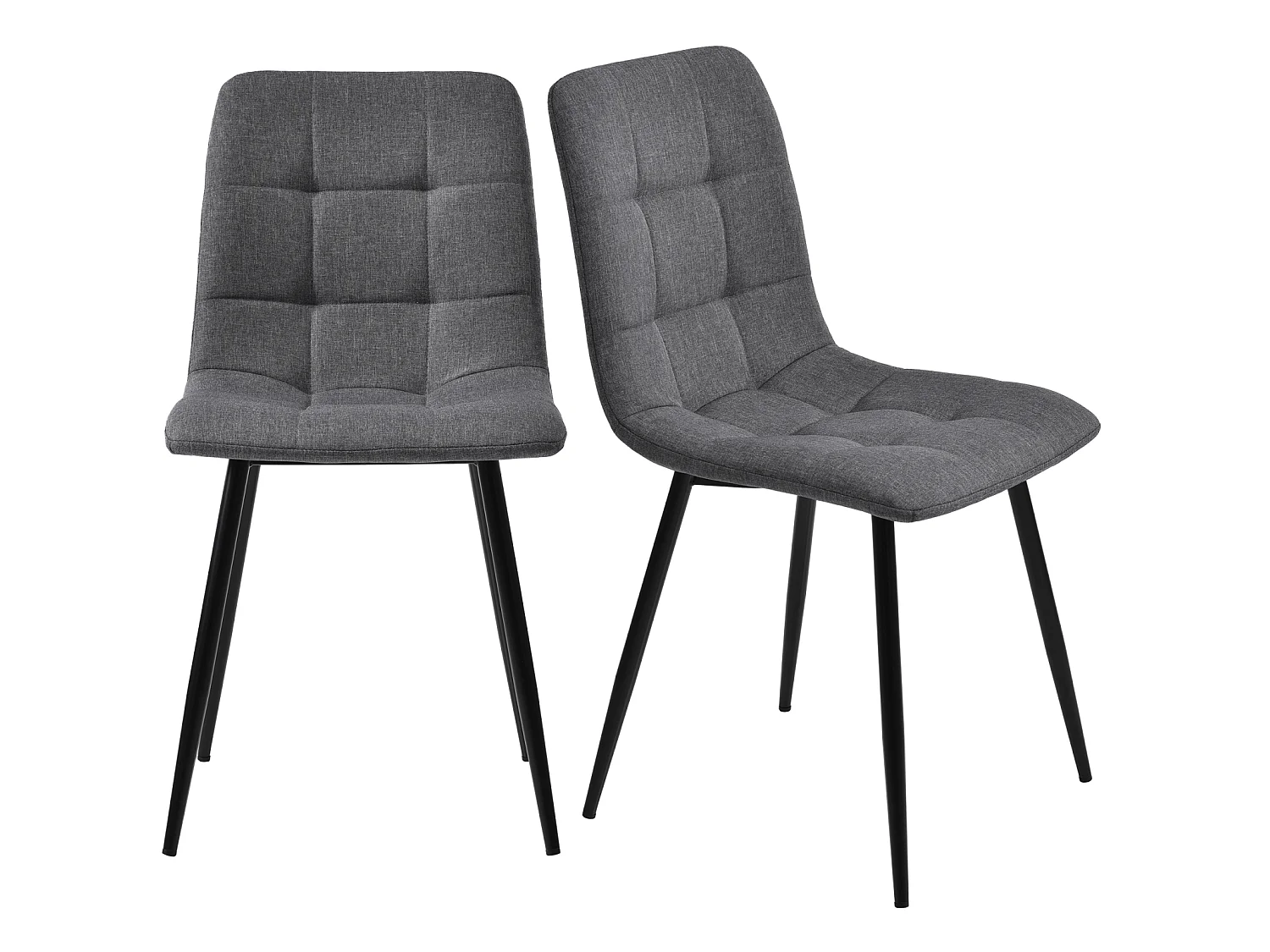 Lot de 4 chaises de salle à manger, de salle à manger, rembourrées, pieds en métal, lin, gris foncé