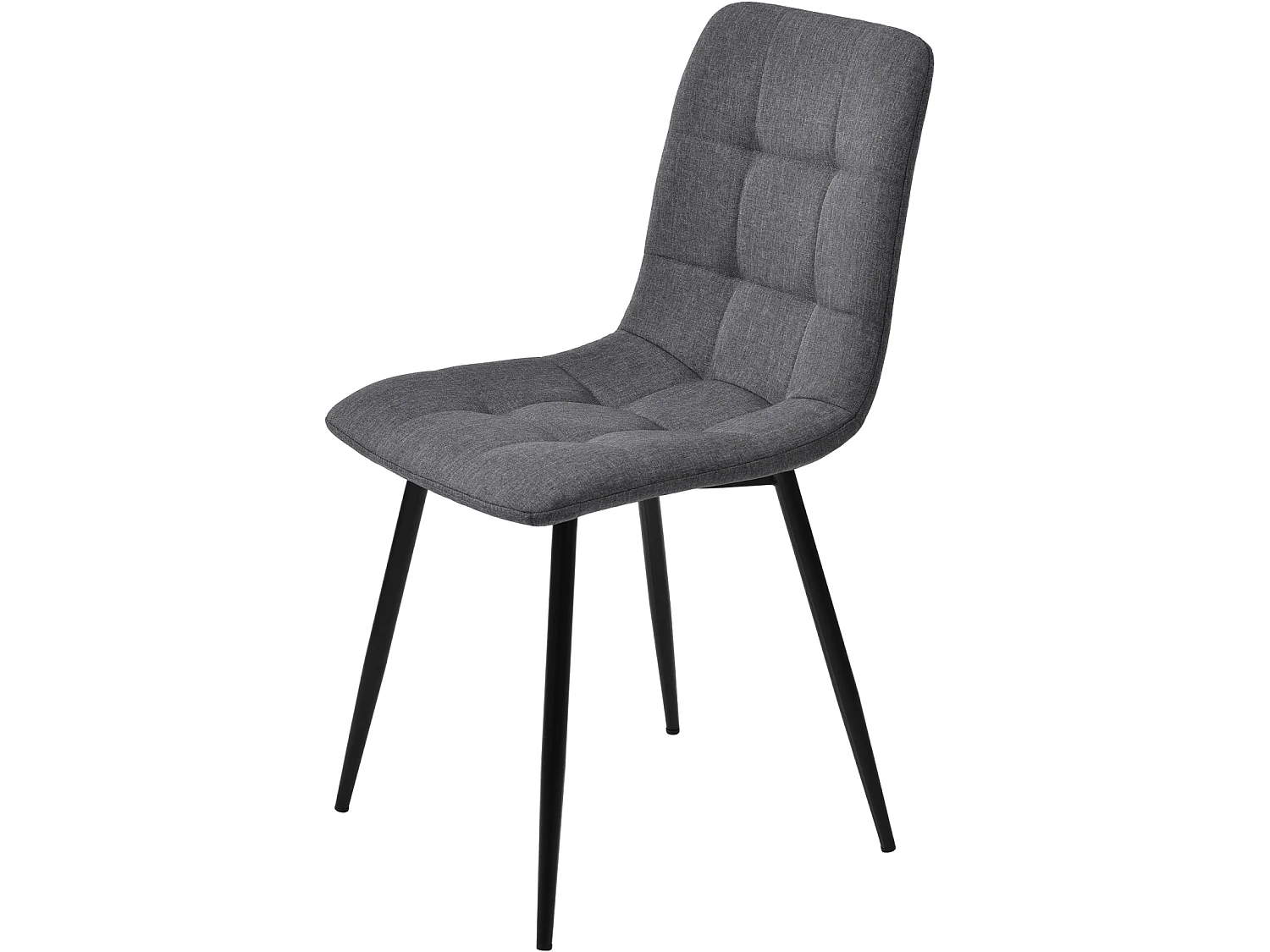 Lot de 4 chaises de salle à manger, de salle à manger, rembourrées, pieds en métal, lin, gris foncé