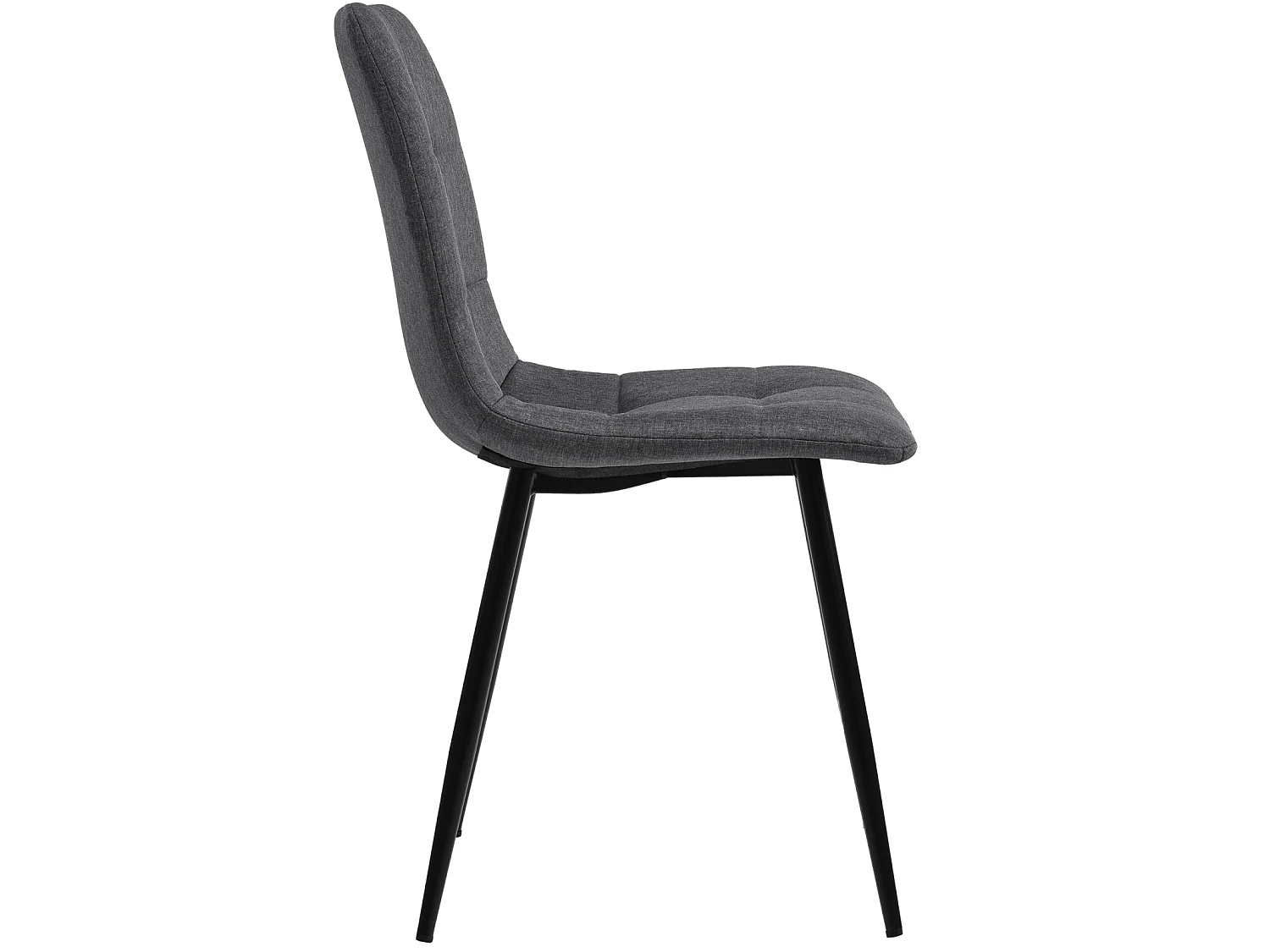 Lot de 4 chaises de salle à manger, de salle à manger, rembourrées, pieds en métal, lin, gris foncé