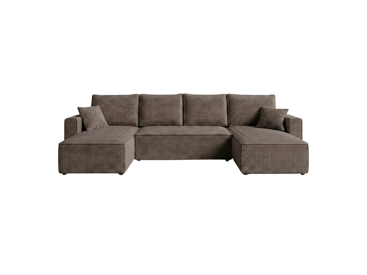 Divano letto a U con contenitore, velluto a coste, reversibile – AMBER U Talpa scuro