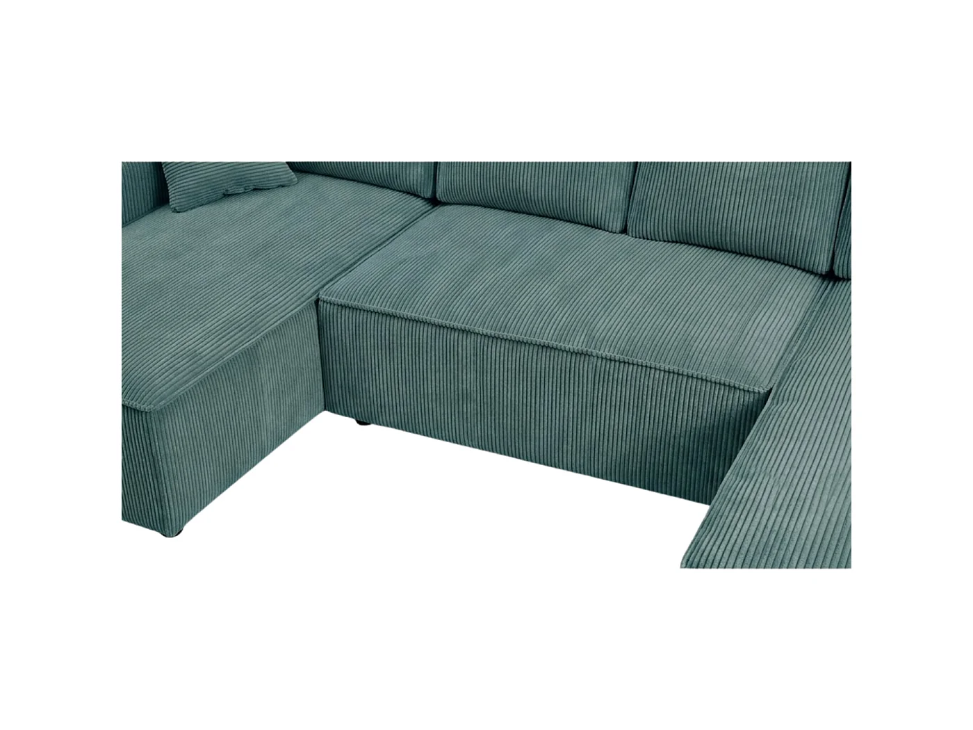 Divano letto a U con contenitore, velluto a coste, reversibile – AMBER U Verde acqua scuro
