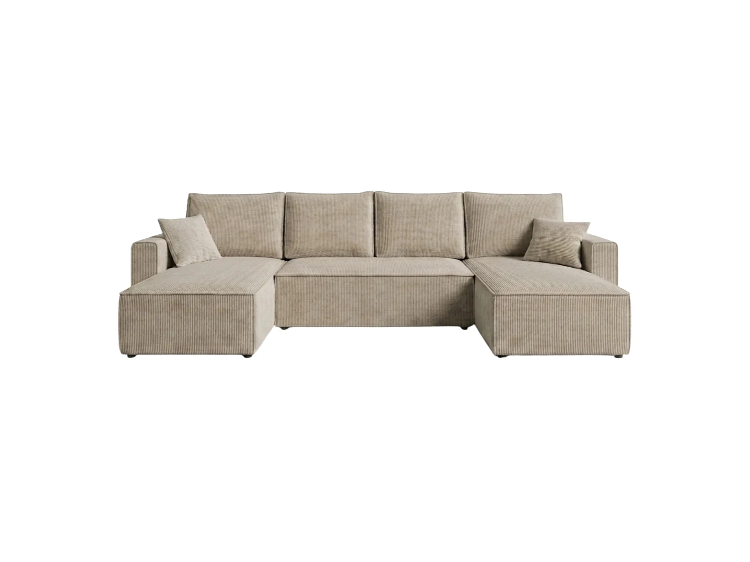 Wohnlandschaft U-Form mit Schlaffunktion, Cord – AMBER U Kalt Graubeige