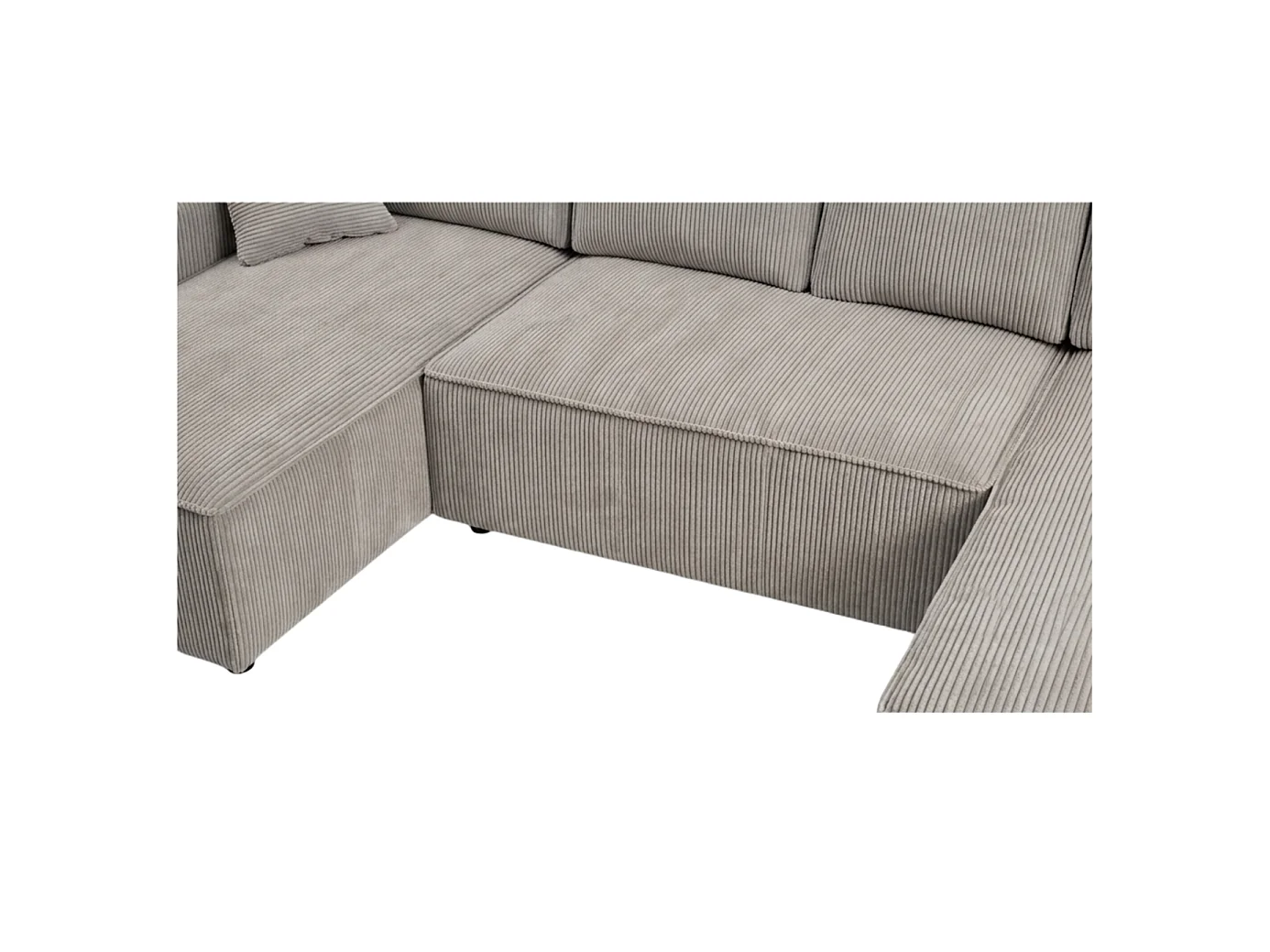 Wohnlandschaft U-Form mit Schlaffunktion, Cord – AMBER U Kalt Graubeige