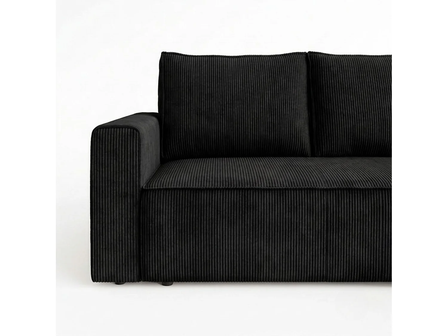 Canapé d'angle 3 places convertible réversible en velours côtelé noir AMBER