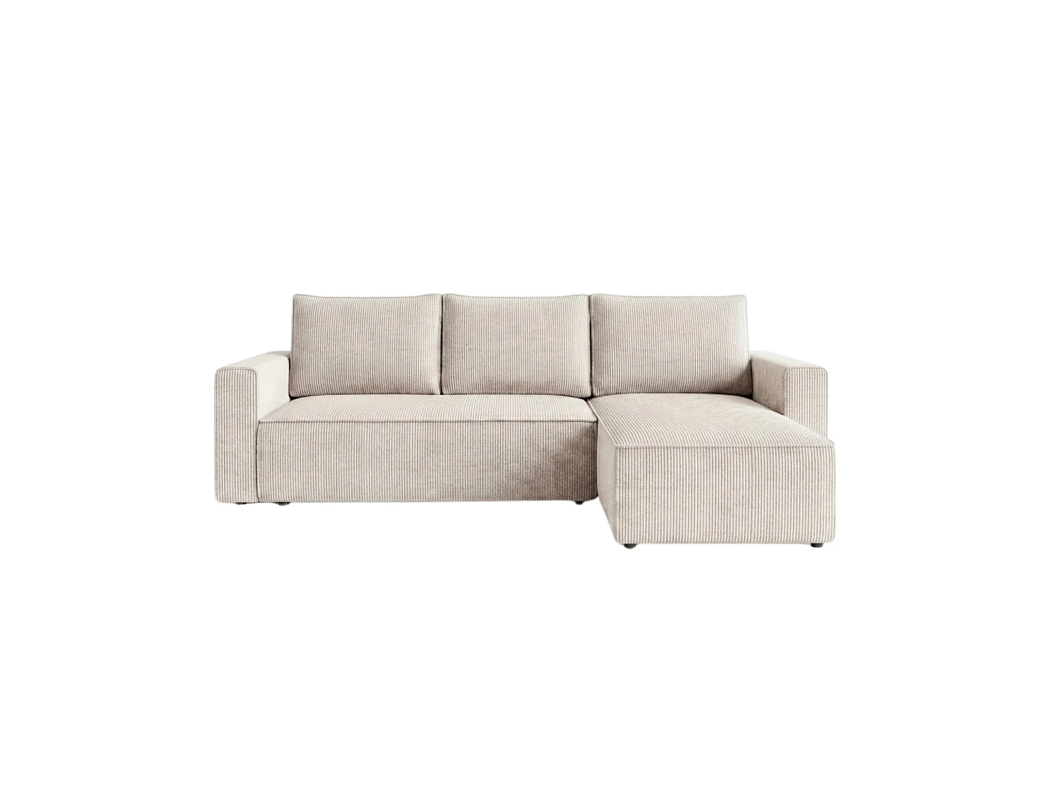 Ecksofa mit Schlaffunktion, Cord, wahlweise links oder rechts – AMBER L Kaltes Beige