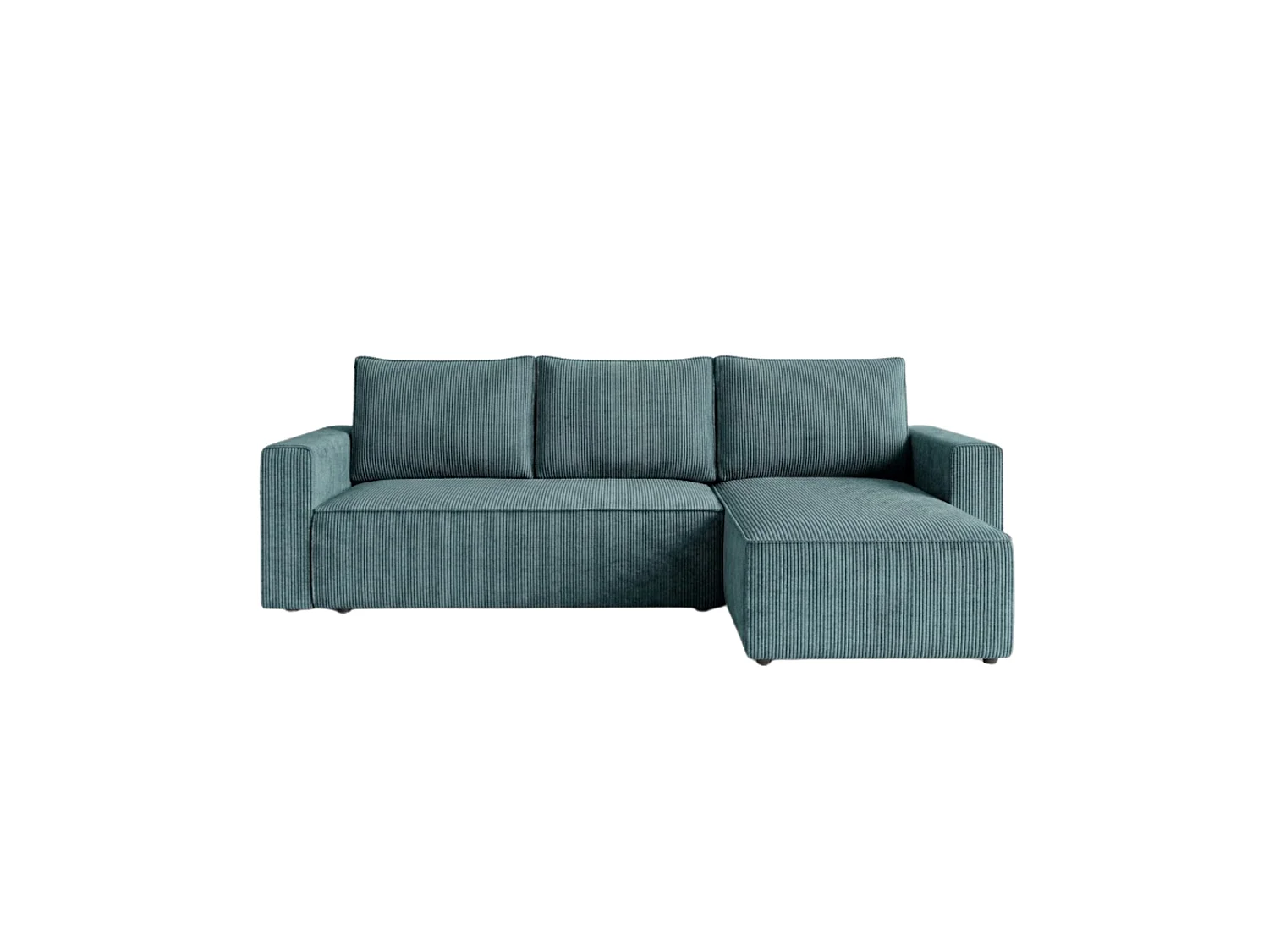 Canapé d'angle 3 places convertible réversible en velours côtelé bleu AMBER