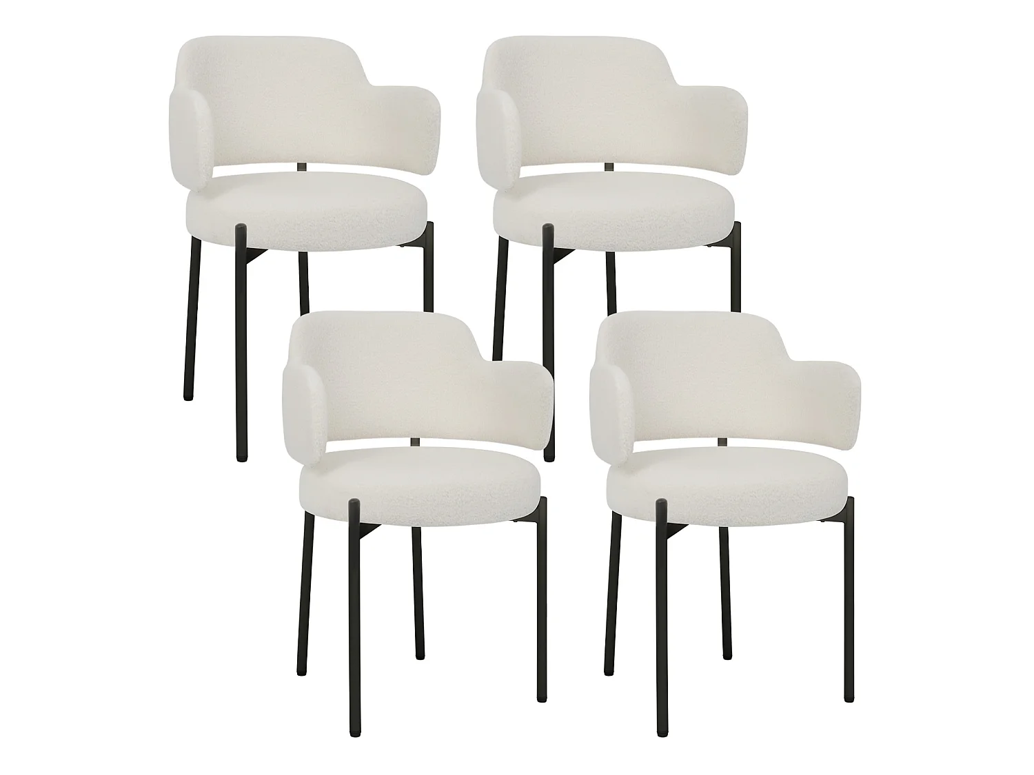 Chaises de Salle à Manger Bouclettes Rembourrées avec Accoudoirs - Dossier Découpé, Éponge Épaisse, Fauteuil Salon Cuisine Coiffeuse, Ergonomique
