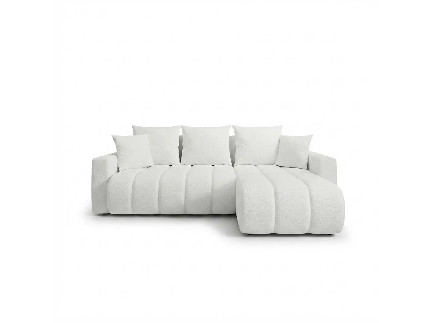 Ecksofa mit Schlaffunktion, Bouclé, wahlweise links oder rechts – GIULIO L Beige