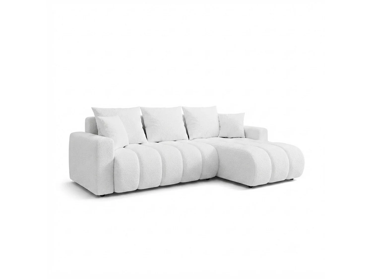 Ecksofa mit Schlaffunktion, Bouclé, wahlweise links oder rechts – GIULIO L Beige
