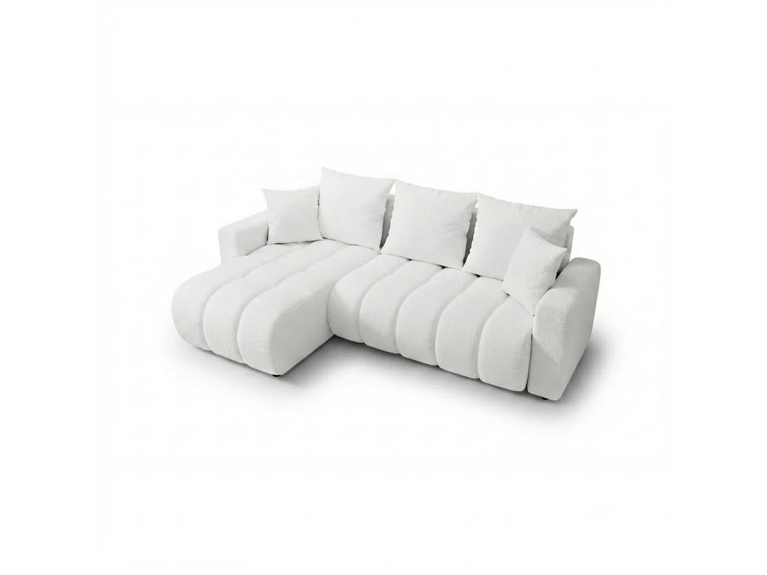 Ecksofa mit Schlaffunktion, Bouclé, wahlweise links oder rechts – GIULIO L Beige