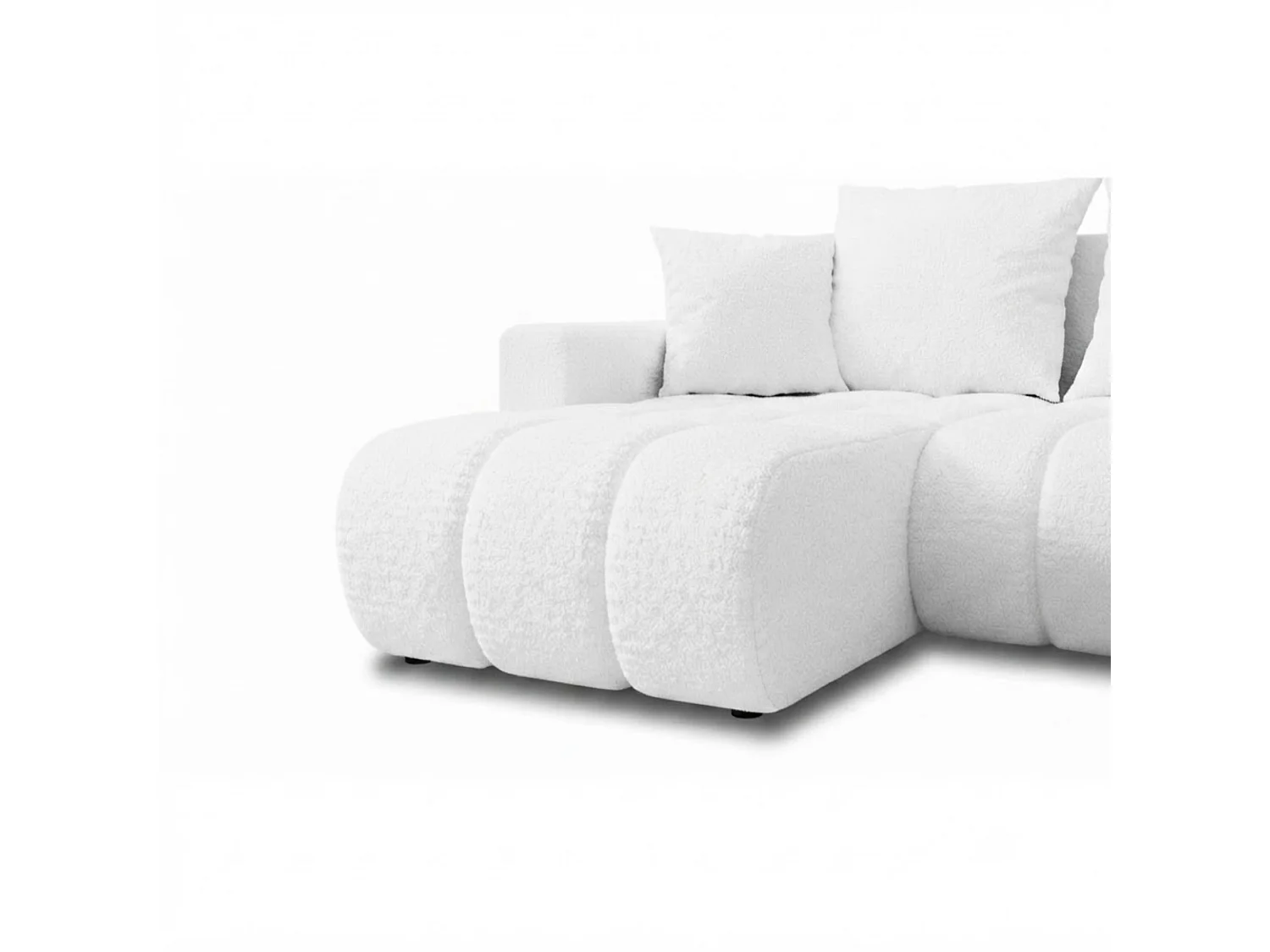 Ecksofa mit Schlaffunktion, Bouclé, wahlweise links oder rechts – GIULIO L Beige
