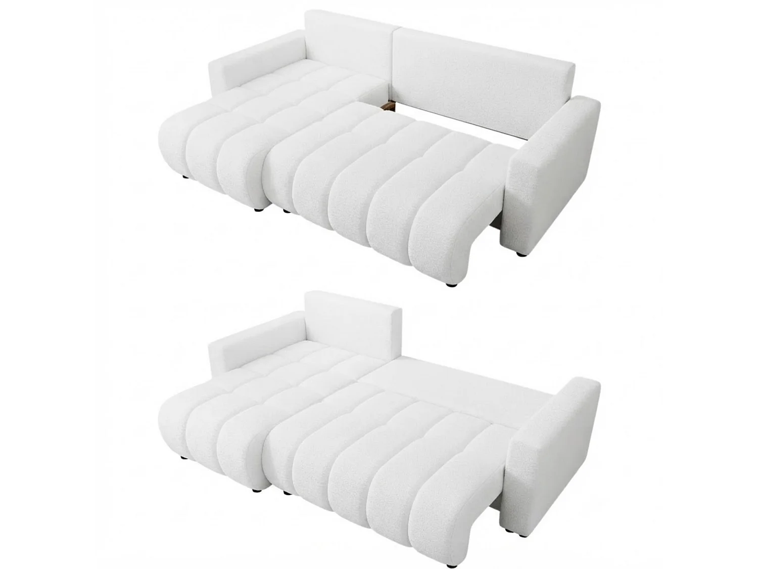 Ecksofa mit Schlaffunktion, Bouclé, wahlweise links oder rechts – GIULIO L Beige