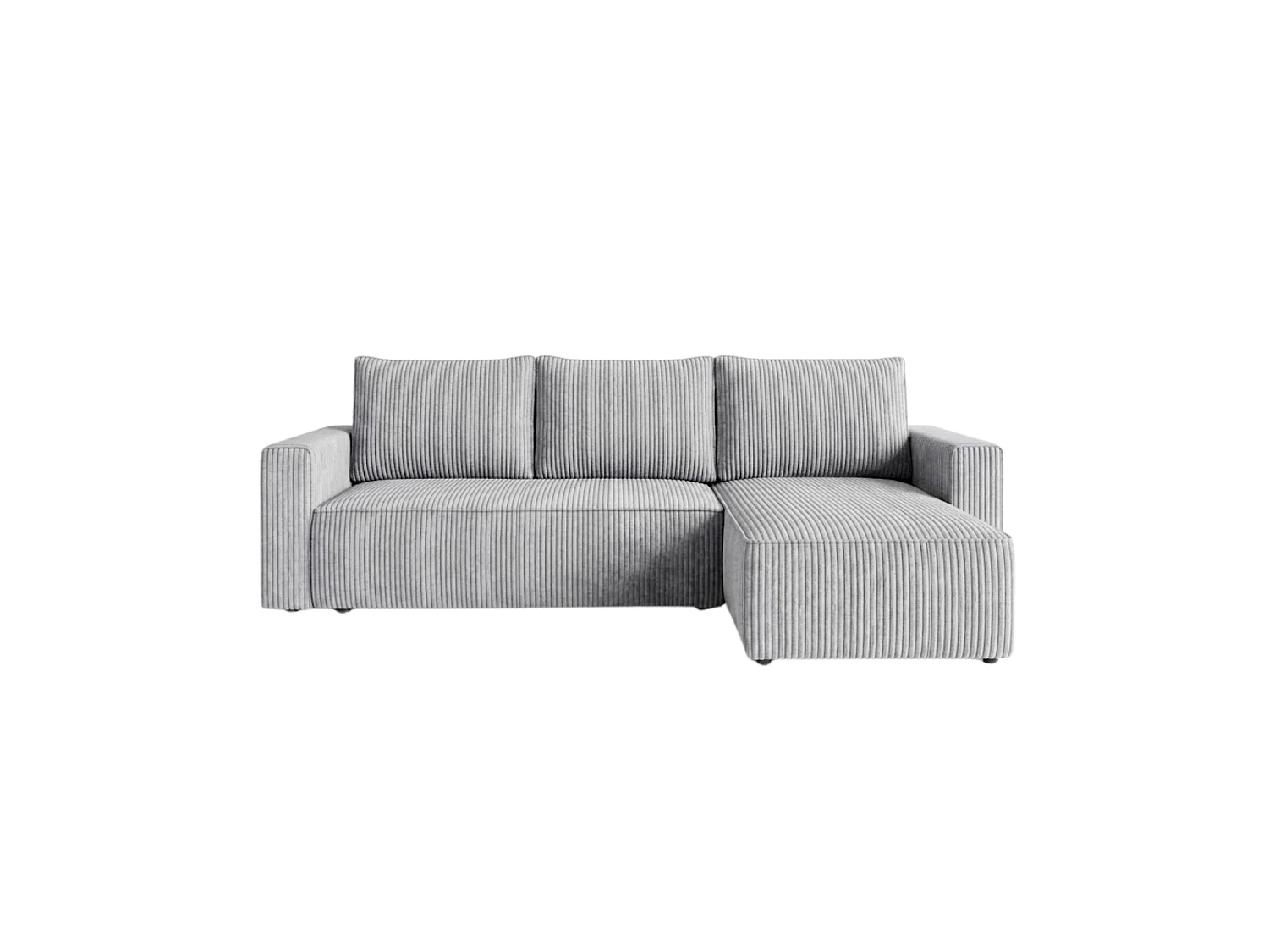 Canapé d'angle 3 places convertible réversible en velours côtelé gris AMBER