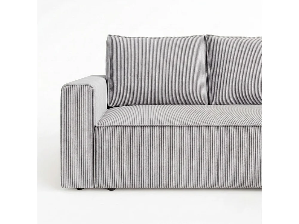 Canapé d'angle 3 places convertible réversible en velours côtelé gris AMBER