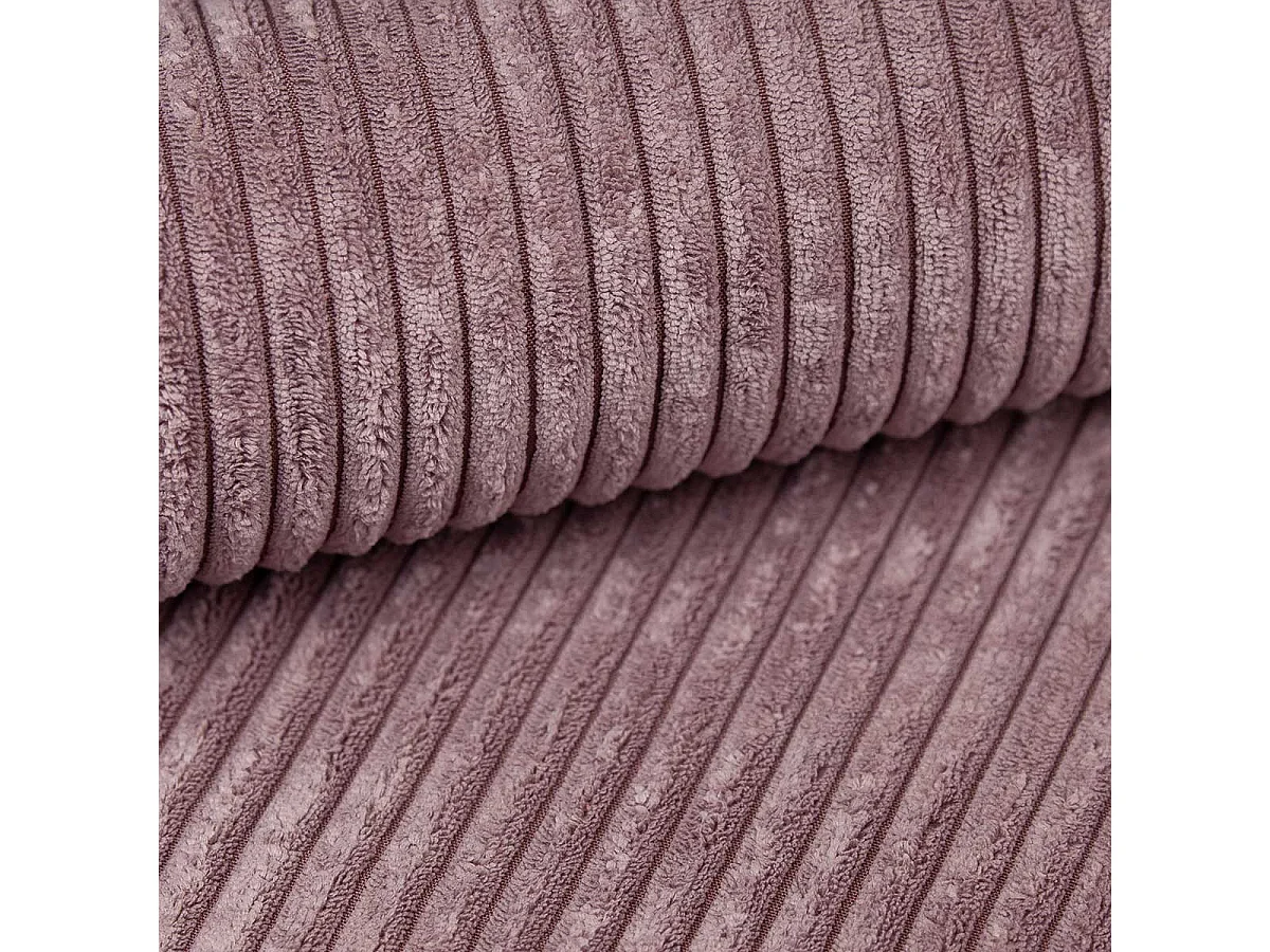 Sofá em U cama com arrumação, veludo canelado, reversível – AMBER U Rosa lilás