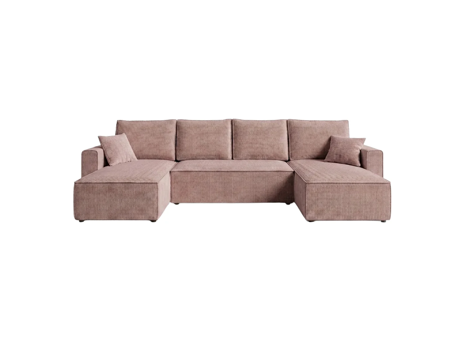 Hoekbank U-vorm met slaapfunctie en opbergruimte, corduroy, omkeerbaar – AMBER U Rozebeige
