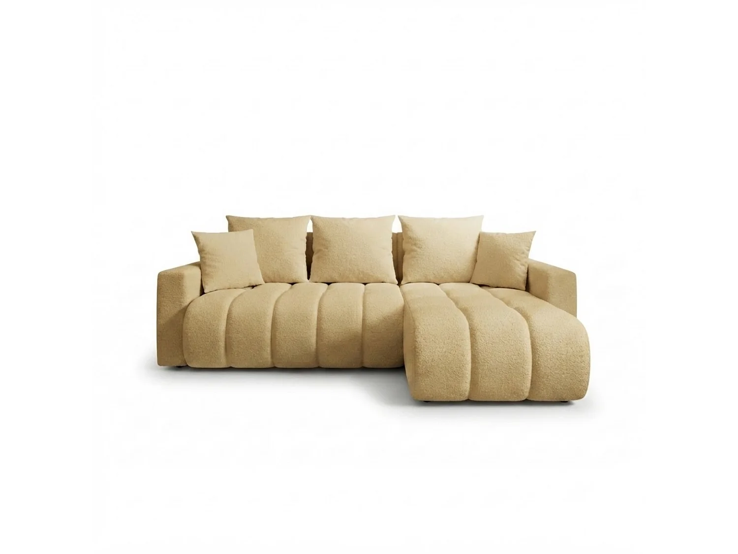 Canapé d'angle 3 places convertible réversible en tissu beige GIULIO