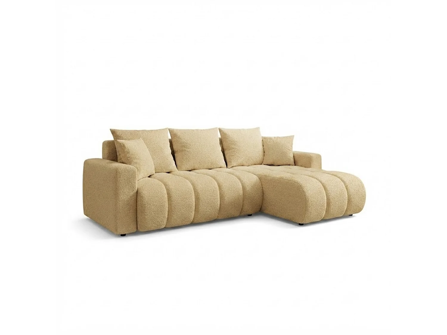 Canapé d'angle 3 places convertible réversible en tissu beige GIULIO