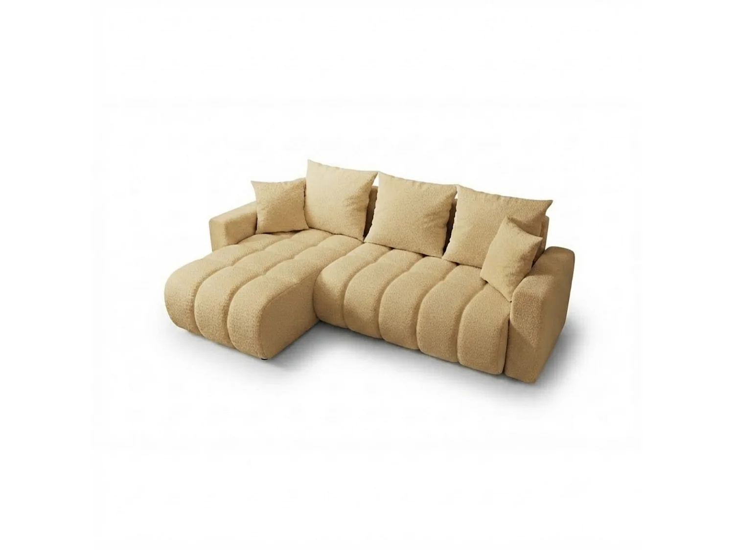 Canapé d'angle 3 places convertible réversible en tissu beige GIULIO