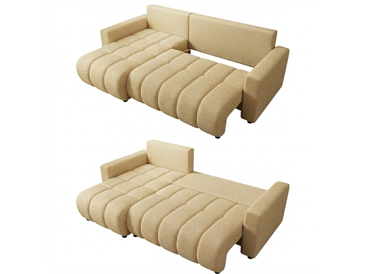Canapé d'angle 3 places convertible réversible en tissu beige GIULIO