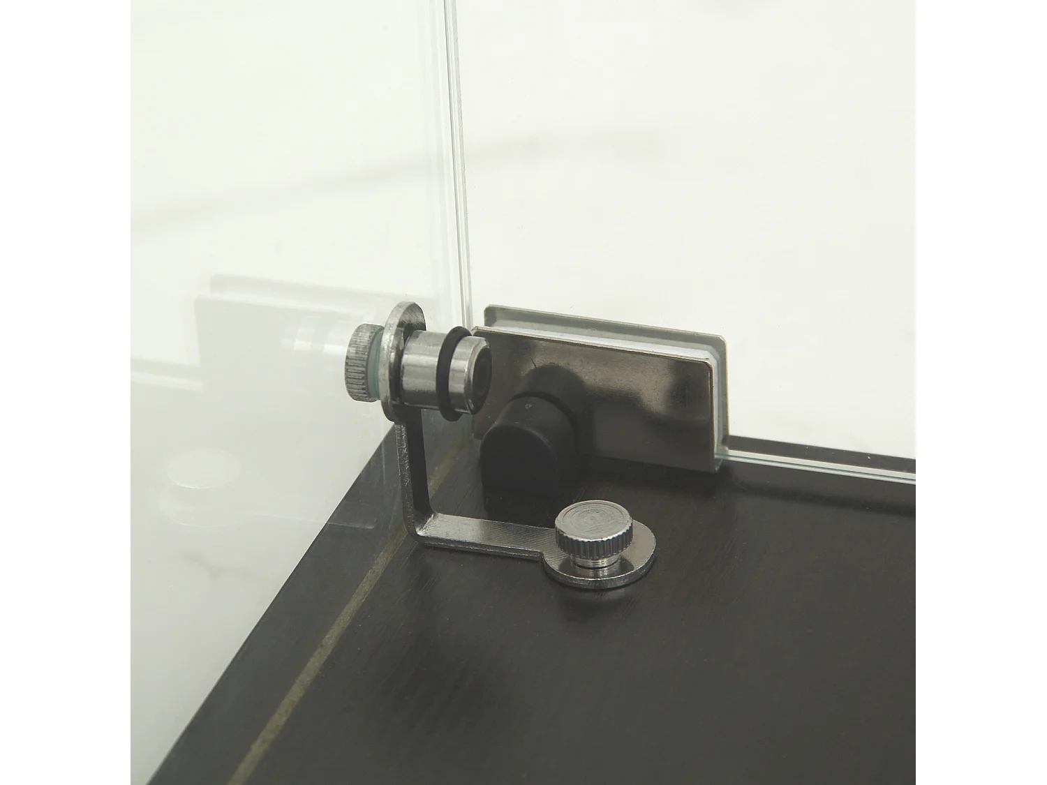 Vitrine en Verre de Moderne avec 2 étagères en Verre, 1 Porte, LED et Serrure, 86x40,4x36,5cm, Noir