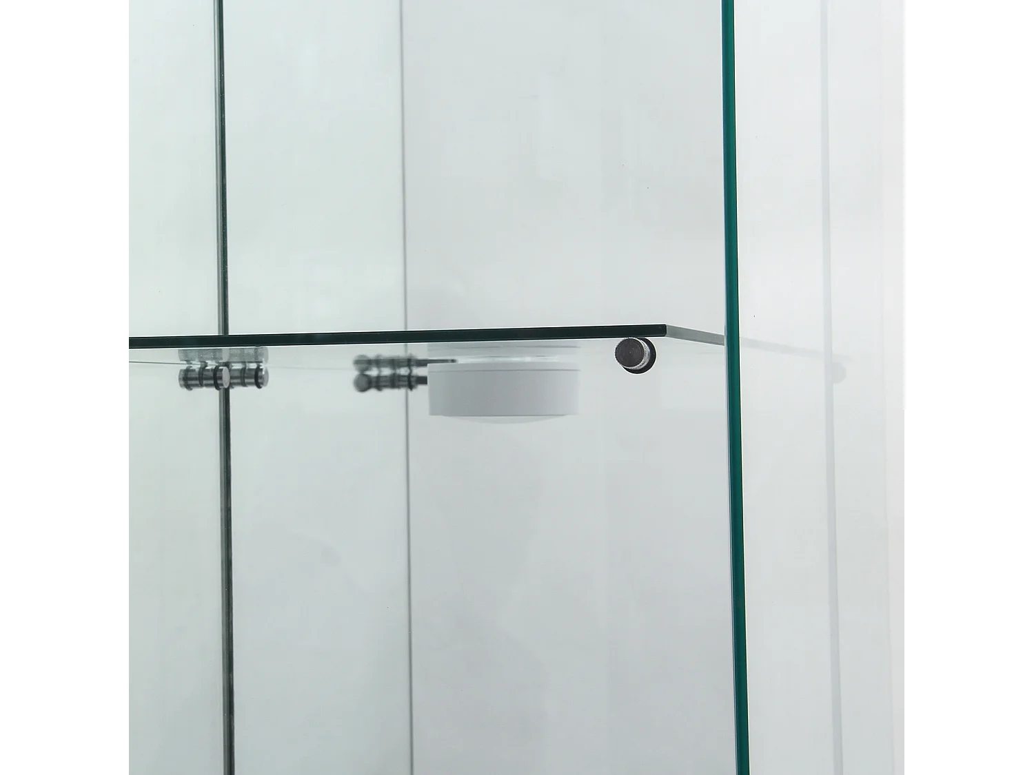 Vitrine en Verre avec LED et Serrure, Armoire Vitrine Salon en Verre avec 2 Portes et Etagères, Noir