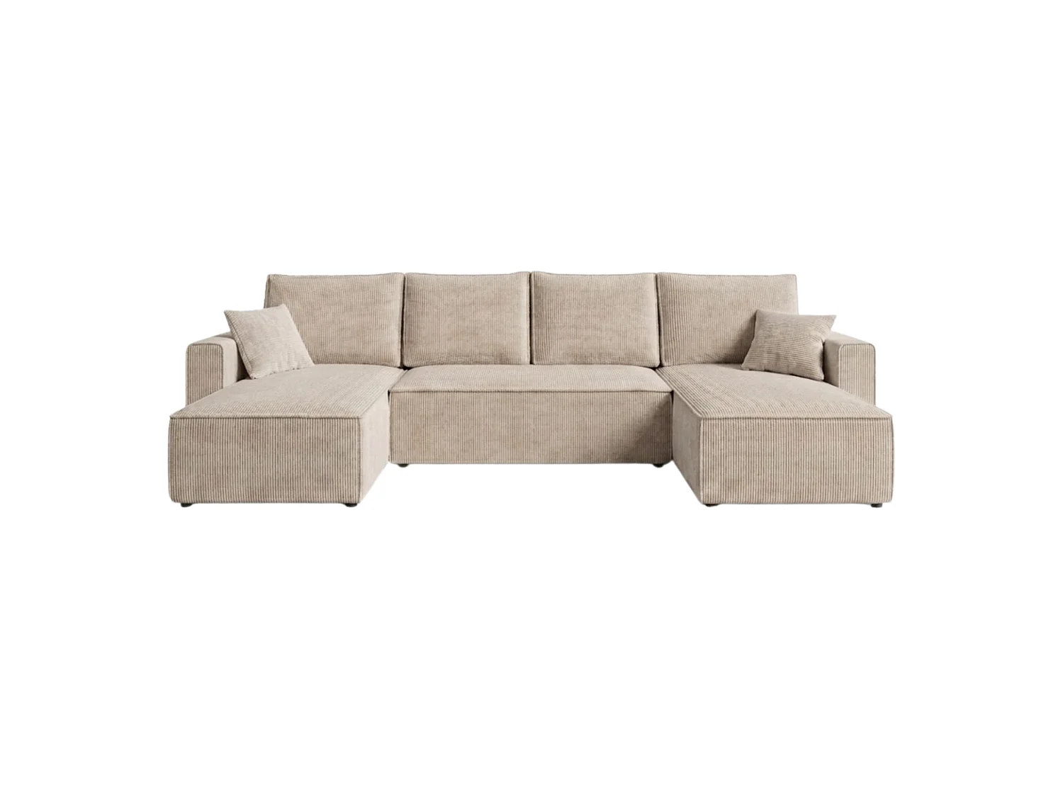 Wohnlandschaft U-Form mit Schlaffunktion, Cord – AMBER U Hell Graubeige