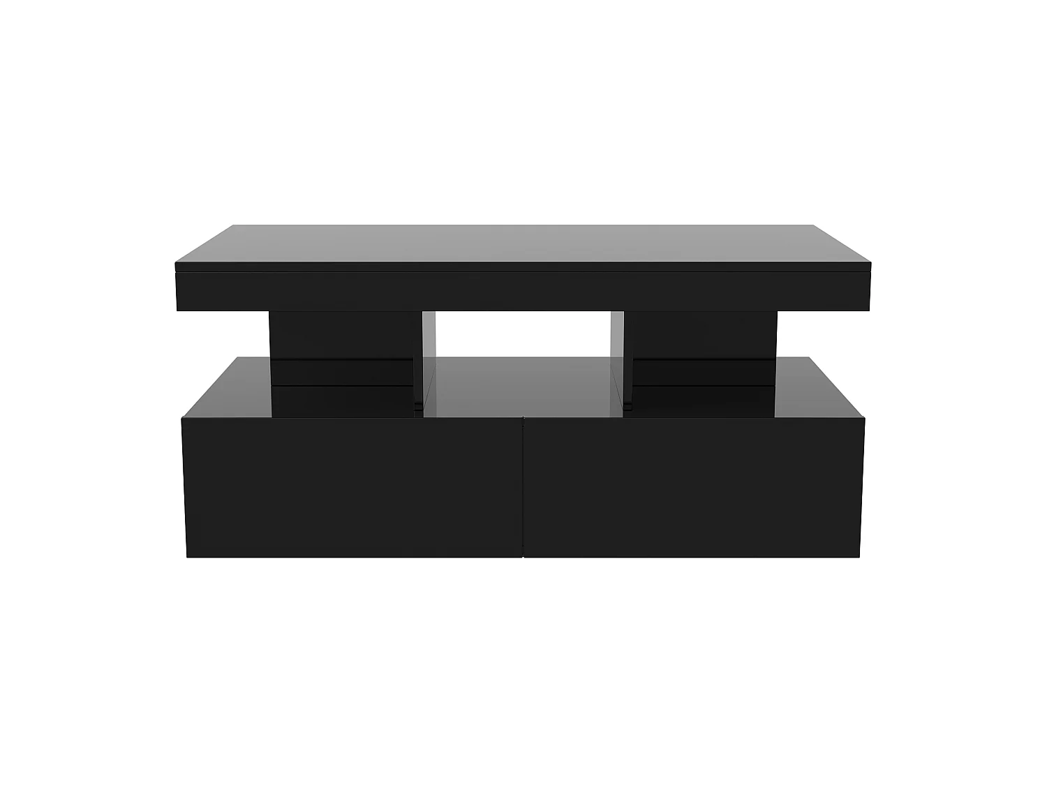 Table Basse LED, Tables de Salon Rectangulaire avec Compartiments de Rangement, 104 x 53 cm, noir
