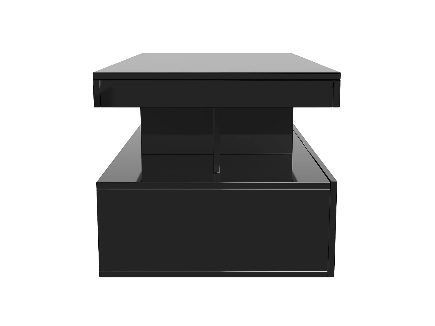 Table Basse LED, Tables de Salon Rectangulaire avec Compartiments de Rangement, 104 x 53 cm, noir