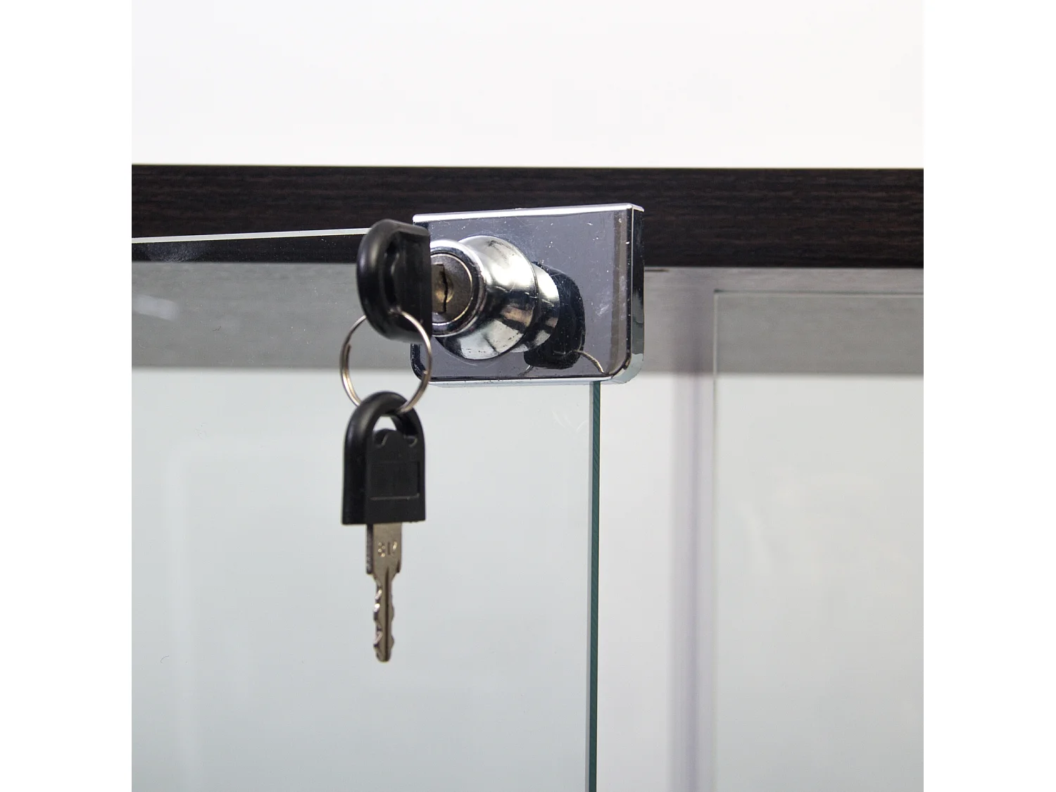 Glazen vitrines met 4 glazen planken, zwart, dubbele deuren, 36 x 80 x 164 cm