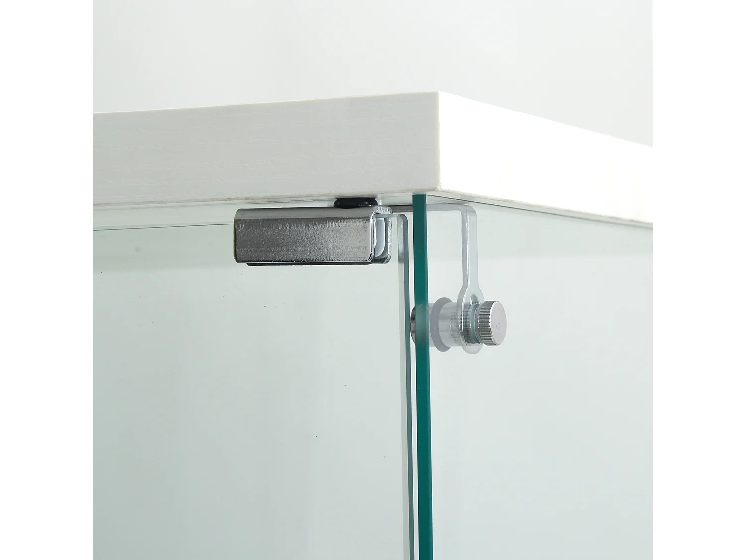 Vetrina in vetro temperato con illuminazione a LED, anta e retro a specchio - per collezioni, bianco, 80 x 36 x 164 cm
