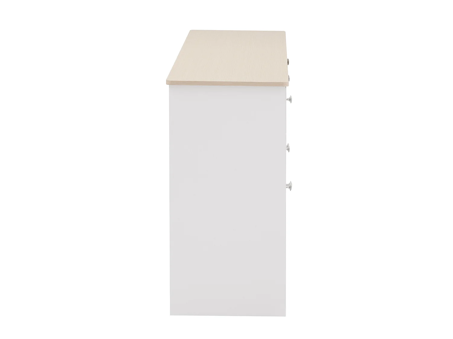 Buffet en Bois Blanc, Meuble de Rangement, Quatre Portes, Plateau Aspect Bois Clai, 160 X 37 X 75 cm