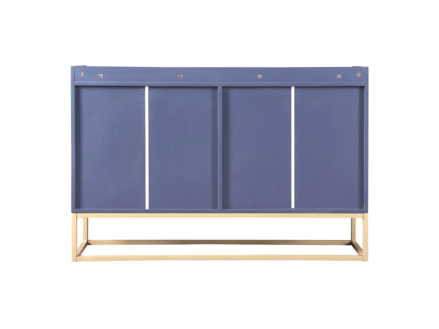 Minimalistisch dressoir met 4 deuren, metalen poten en verstelbare plank, blauw