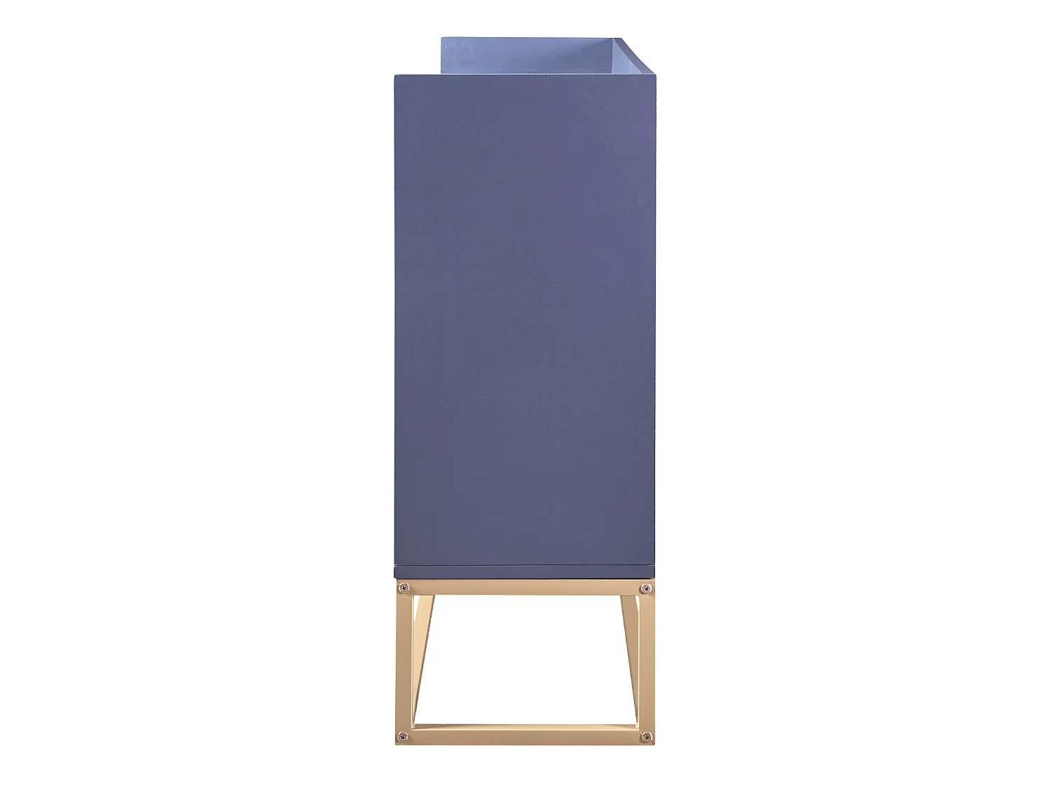 Minimalistisch dressoir met 4 deuren, metalen poten en verstelbare plank, blauw