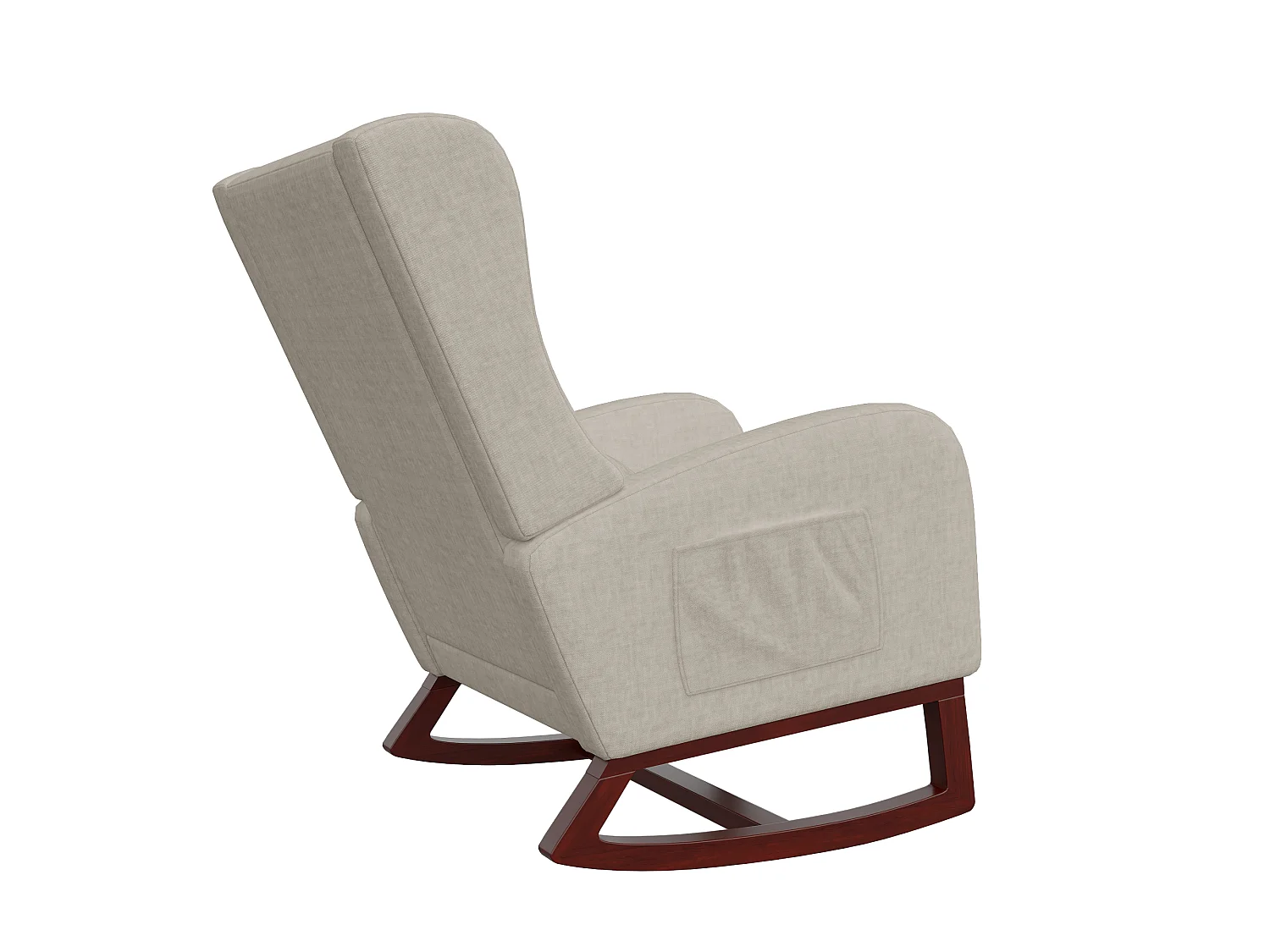 Fauteuil à Bascule Rembourré en Tissu avec Dossier Haut, AntidéRapant Pieds und Base en Bois, Blanc