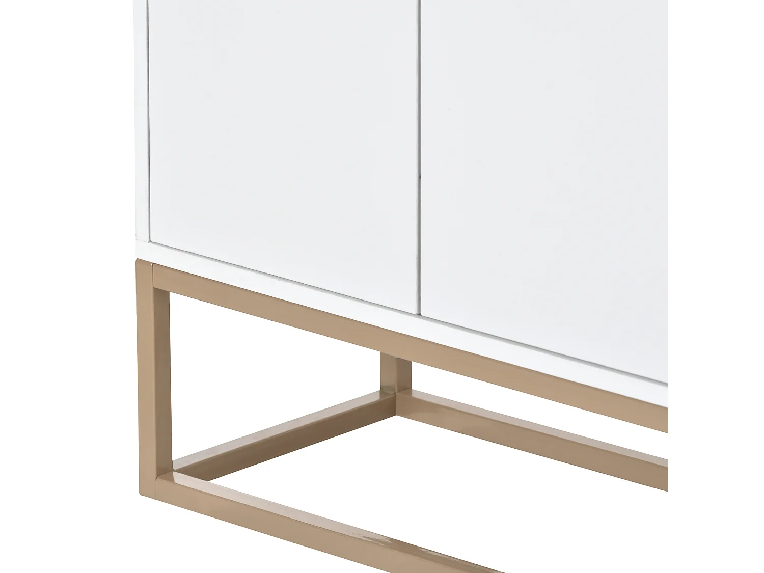 Minimalistisch dressoir met 4 deuren, metalen poten en verstelbare plank, wit