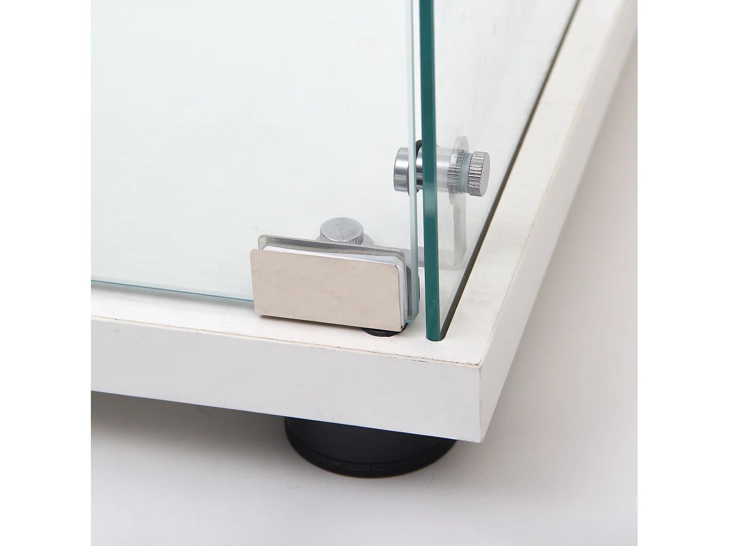 Glazen vitrines met 4 glazen planken, wit, dubbele deuren, 36 x 80 x 164 cm