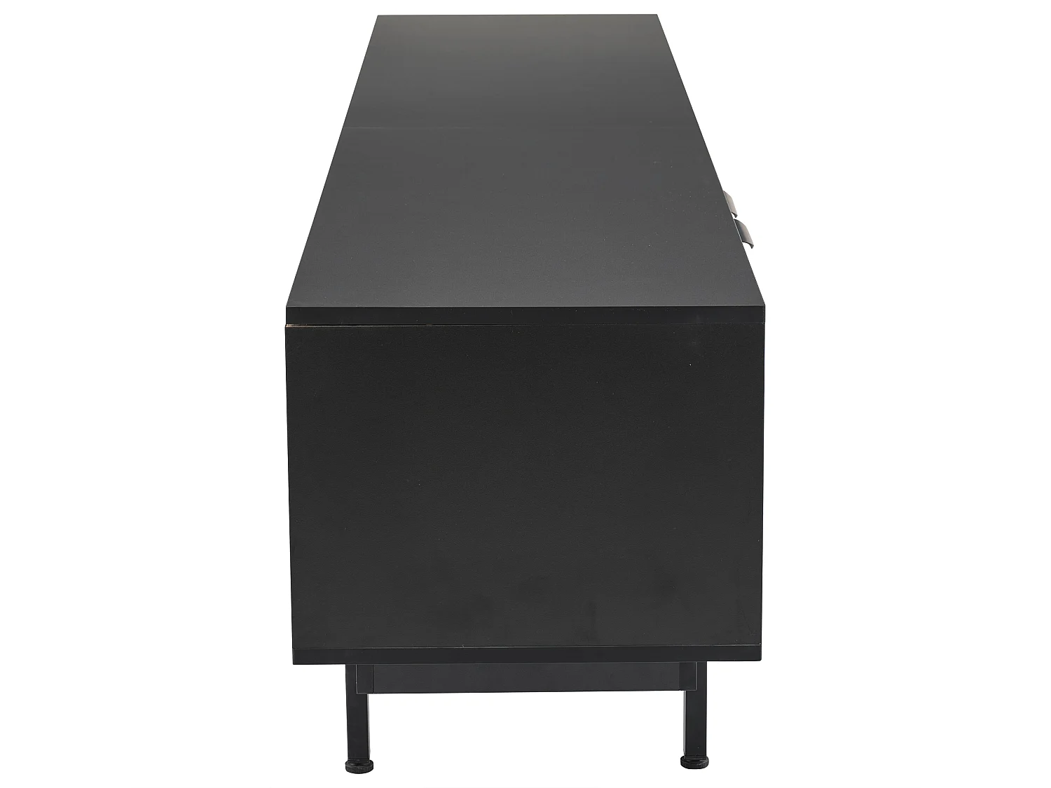 Móvel baixo para TV com 2 portas e 2 gavetas, 2 compartimentos e pés de metal, 200 x 40 x 51 cm, preto