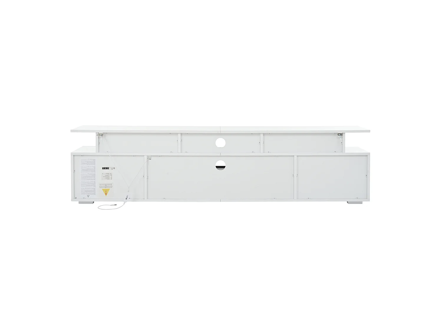 Meuble TV bas 180×38×45 cm laqué avec LED, 2 placards, 1 tiroir et 10 niches, pour TV jusqu’à 75"